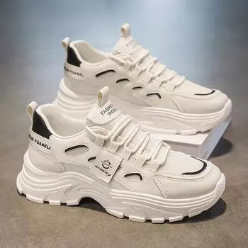 Обувь Daddy, мужская осенняя новая дышащая сетчатая обувь, мужская модная универсальная обувь на платформе белого цвета, мужская спортивная и повседневная обувь 39
