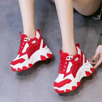 Обувь Daddy s Shoes для женщин, внутренняя высота, весна и осень 2024, новая модная обувь, спортивная повседневная женская обувь, туфли на платформе 34 чёрный