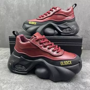 Обувь Daddy Shoes Весна и осень Толстая подошва Увеличенная мужская обувь Трендовая модная повседневная обувь Универсальная трендовая спортивная обувь 44 красный