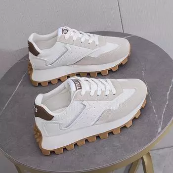 Обувь Daddy Shoes, женская, весенняя, новая, с тонкой талией, с толстым дном, увеличенная дышащая, спортивная, повседневная, универсальная обувь Forrest Gump 35 белый