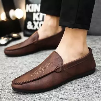 Обувь Деловая мода Мягкая поверхность Дышащие британские туфли в гороховом стиле Толстая подошва 39