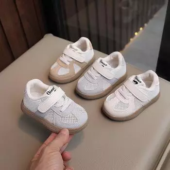 Обувь детская сетчатая балетки кроссовки дышащая легкая мягкая подошва обувь для мальчиков и девочек мода без застежек резиновая подошва Zapatos 2024 16 Inner 11.5 CM бежевый