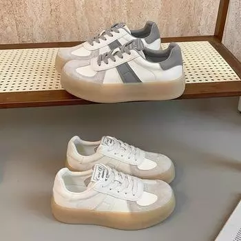 Обувь Dexun, маленькие белые туфли, женские модели, весна 2025, толстая подошва, простая мода, повседневная обувь для сёрфинга, мода и спорт 35