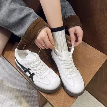 Обувь Dexun женская, новая весна и осень 2025 года, дышащая обувь Forrest Gump, универсальные маленькие белые туфли с юбками, повседневная спортивная обувь для сноуборда 36