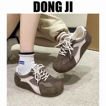 Обувь Dexun женская обувь весна 2025 новые конфетные цвета дышащая мягкая подошва круглая головка универсальная спортивная и для отдыха обувь Forrest Gump 35 светло-коричневого