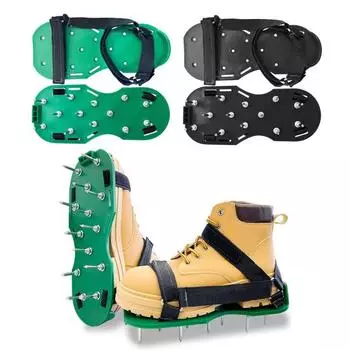 Обувь для аэрации газона, аэрационные сандалии с шипами и ремешками-липучками, прочная обувь для аэрации двора, патио, сада чёрный