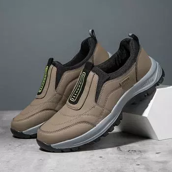 Обувь для активного отдыха Мужские кроссовки Весна Slip on Повседневная мужская обувь Дышащая замшевая кожаная обувь Нескользящая обувь для ходьбы Горячая распродажа обуви 39 чёрный