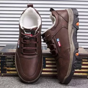 Обувь для альпинизма Мужские модели Одинарные хлопковые повседневные кроссовки для осени и зимы Бытовые низкие повседневные удобные британские мужские кожаные туфли 39