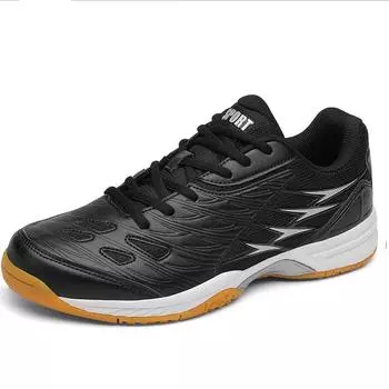 Обувь для бадминтона Дышащая мужская/женская Нескользящая тренировочная обувь с подошвой из сухожилий Спортивная обувь для пар Мужская обувь для настольного тенниса 38 чёрный