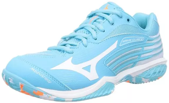 Обувь для бадминтона Wave Claw 2 FIT см 2E [Mizuno] Бирюзовый/Белый/Оранжевый 25.5