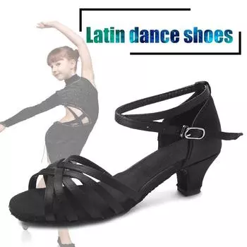 Обувь для бальных танцев. Женская обувь для латинских танцев на каблуке 3,5. Женская профессиональная танцевальная обувь. 34 чёрный