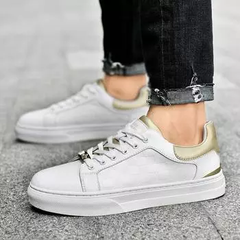 Обувь для бега на открытом воздухе из натуральной кожи, увеличивающая рост, повседневная модная обувь для увеличения роста, спортивная обувь на платформе 38-44 38 белый