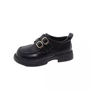 Обувь для девочек, детская обувь принцессы, маленькие туфли, весна и осень, новые британские черные туфли, мягкая подошва, обувь для мальчиков 23 чёрный