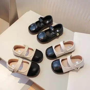 Обувь для девочек, детские маленькие кожаные туфли принцессы, 2 новых одинарных туфель Мэри Джейн, танцевальная обувь с маленьким ароматом 22 бежевый