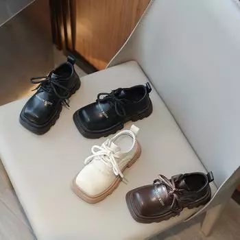 Обувь для девочек, детские туфли принцессы из кожи, новые одинарные туфли в британском стиле, мягкая подошва, черные туфли для выступлений 26 коричневый