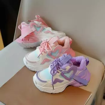 Обувь для девочек из флиса, теплая, удобная, хлопковая, модная, универсальная, для папы, одиночная обувь 26 yards 16.5cm