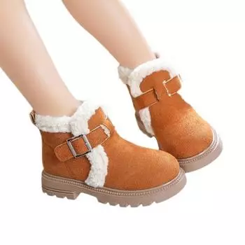 Обувь для девочек из хлопка, осень и зима, новые короткие кашемировые сапоги, большие детские теплые детские высокие зимние сапоги для принцесс 26