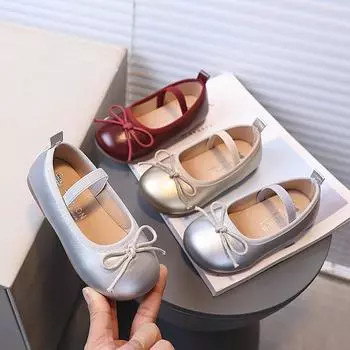 Обувь для девочек, Кожаная обувь, Детская обувь, Обувь для маленьких девочек, Туфли принцессы, Туфли на мягкой подошве, Туфли для одиночных босоножек, Туфли для одиночных босоножек с неглубокой подошвой, Туфли для танцев 21 серебряный