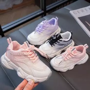 Обувь для девочек Кроссовки Летние новые удобные мягкие сетчатые дышащие кроссовки для девочек с одной сеткой 26 чёрный