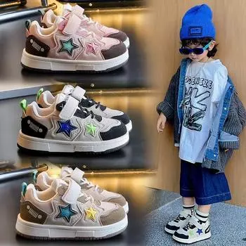 Обувь для девочек Кроссовки Новые детские повседневные туфли Старшие дети Осенние туфли для девочек с мягкой подошвой Star Board 26 хаки