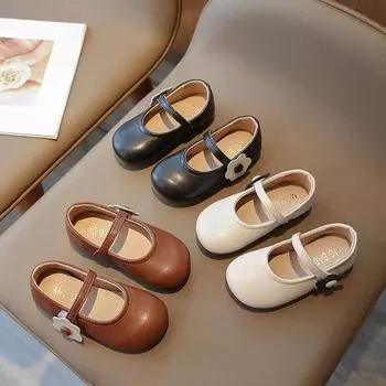 Обувь для девочек Летняя детская обувь Модная мягкая подошва Маленькие кожаные туфли для девочек Детские туфли для девочек Выступления для детей среднего и старшего возраста 21 коричневый