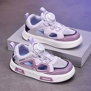 Обувь для девочек Летняя дышащая сетчатая обувь Детская повседневная обувь среднего и большого размера Кроссовки для девочек Size26,Foot Length:16.5cm чёрный