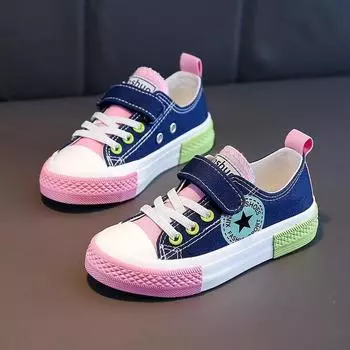 Обувь для девочек, новая весенне-осенняя детская парусиновая обувь, туфли на мягкой подошве, одинарные туфли для мальчиков, противоскользящие женские туфли 25 чёрный