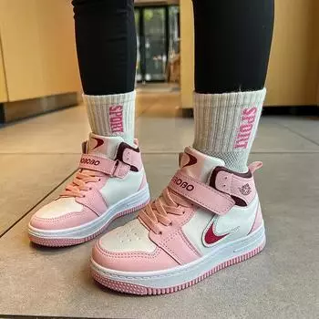 Обувь для девочек осенняя мягкая подошва высокие кроссовки для серфинга, детская мода детская нескользящая спортивная обувь баскетбольная обувь 35