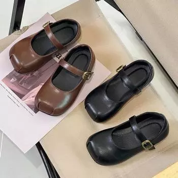 Обувь для девочек, осенняя новая детская обувь, мягкая подошва, простая маленькая обувь для детей 22 чёрный