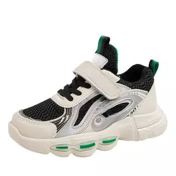 Обувь для девочек-папочек, обувь для отдыха, весна и осень, новая спортивная обувь для начальной школы, дышащая детская обувь, кроссовки из сетки 26 чёрный