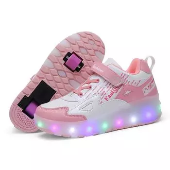 Обувь для девочек Runaway, новые двухколесные легкие коньки для зарядки, роликовые коньки, легкая обувь 27