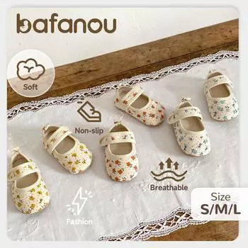 Обувь для девочек с цветочным принтом, мягкая нескользящая обувь для младенцев, обувь для девочек с цветочным принтом bafanou X1003 M(12cm) жёлтый