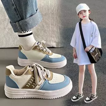 Обувь для девочек, универсальная спортивная обувь, весенне-осенние белые туфли 26 чёрный