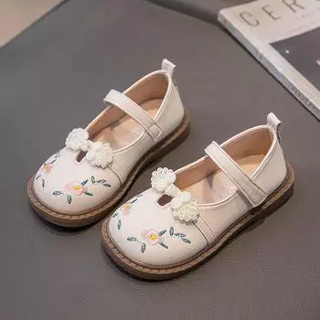 Обувь для девочек весна-осень в национальном стиле, кожаные туфли, старинные, ретро, новые, китайские туфли принцессы 21 бежевый