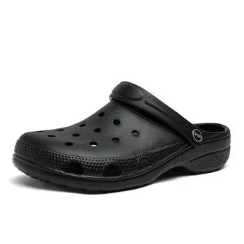 Обувь для дома от иностранных производителей, мужские повседневные сандалии для дома, летние новые однотонные сандалии EVA, пляжная обувь для пар с сумкой на голове 36 чёрный