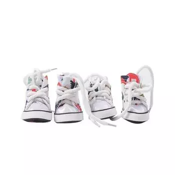 Обувь для домашних животных из парусины, нескользящая, дышащая, спортивная обувь для собак, мягкая подошва, удобная обувь для кошек на открытом воздухе One Size белый