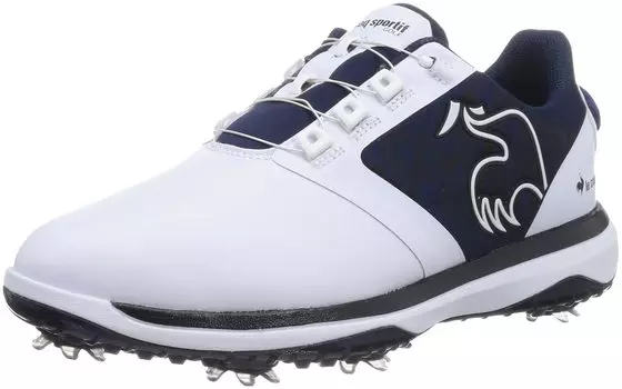 Обувь для гольфа Coq Spike Dial Type Водонепроницаемая фиксация Регулировка посадки Мягкая Комфорт Стандарт WHNV см [Le Sportif] Мужская (Белый темно-синий) +24,5