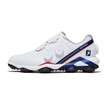 Обувь для гольфа Tour Alpha Triple Boa см 3E [Footjoy] Мужская белая/темно-синяя/красная 26.5