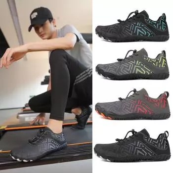 Обувь для ходьбы на открытом воздухе Five-finger Creek Женская обувь Обувь для заброда Пляжная обувь Фитнес Плавание Обувь для скалолазания Серфинг Босиком Мужская обувь 36 черный серый