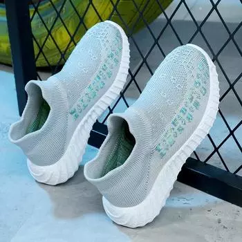 Обувь для ходьбы на открытом воздухе для малышей, детские кроссовки, летние кроссовки для бега, трикотажные, дышащие, легкие, удобные, спортивные 26 серый