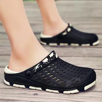 Обувь для ходьбы по дырам, нескользящие пляжные сандалии с толстой подошвой, спортивные и туристические тапочки двойного назначения для мужчин 40 серый