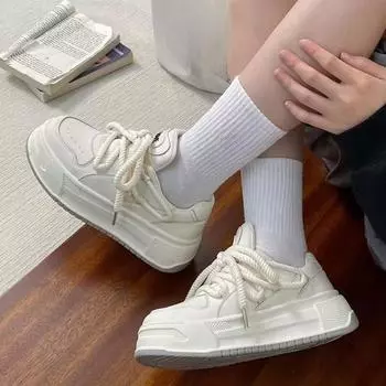 Обувь для ходьбы Женская обувь на плоской подошве с низким верхом для спорта и отдыха Низкие студенческие туфли Белые туфли Дышащая модная обувь 35 белый