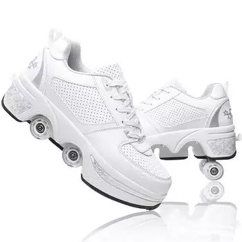 Обувь для катания на роликах Скейтборд обувь Parka Roller Skate многофункциональная 4-колесная обувь двойного назначения для скейтборда взрослых детей унисекс [LDRFSE] мужская 2 в 1