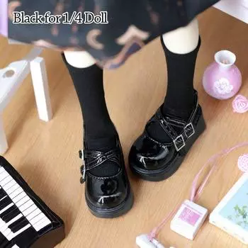 Обувь для кукол из искусственной кожи, модная обувь для игр, туфли на высоком каблуке для кукол BJD 1/3 1/4 45/60 см Black for 1/4 Doll
