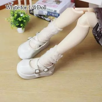 Обувь для кукол из искусственной кожи, модная обувь для игр, туфли на высоком каблуке для кукол BJD 1/3 1/4 45/60 см White for 1/4 Doll