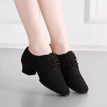 Модная обувь для латинских танцев Детская обувь для танцев ча-ча-ча Детская обувь из ткани Оксфорд Мужская обувь для национальных танцев Кроссовки 34 чёрный