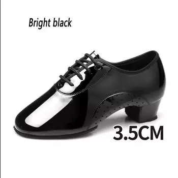 Обувь для латинских танцев для мужчин, мальчиков, кожа, национальный стандарт, танцевальная обувь, каблук 3,5 см, для помещений 30 чёрный