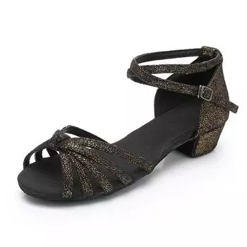 Обувь для латинских танцев для женщин, обувь для танцев танго, сальсы, женская обувь для бальных танцев 30 чёрный/золотой