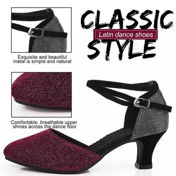 Обувь для латинских танцев, подлинная женская обувь на мягкой подошве для профессиональных танцев, национальных стандартов, бальных танцев 34 чёрный