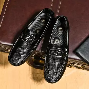 Обувь для ленивого вождения Британская повседневная мужская кожаная обувь из натуральной кожи 38